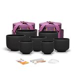 TOPFUND 6-10" 432Hz Chakra Set of 7 Black Crystal Singing Bowls with Heavy Duty Carrying Cases and Mallets