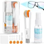 Glasses Cleaner, Glasses Cleaning Kit with Eyeglass Cleaner Spray, Eyeglass Lens Cleaner, Microfiber Cleaning Cloth,Portable Eyeglass Repair Kit with Screws, Safe for All Lens(White)