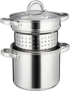 Cooks Professional Stainless Steel Pasta Pot l 5 Litre Stockpot with Removable Pasta Strainer Insert | Thick Induction Base with Glass Lid Included | Suitable for All Hob Types