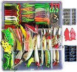 Topconcpt 275-Piece Fishing Lure Kit - Frogs, Spoons, Grasshoppers - for Bass, Trout, Salmon