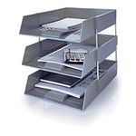 5 Star Grey A4 Plastic Letter File Trays, Including Risers. (3 Trays/2 Riser Sets)