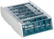 ANABOX Weekly Pill Organiser, 7 Day Pill Box, Handy Organised Tablet Dispenser/Container, Blue, 19 x 12 x 5.4 cm