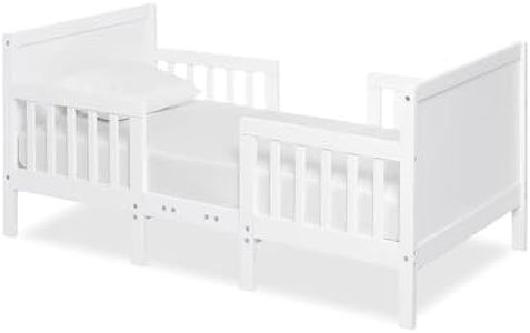 Dream On Me Hudson 3 In 1 Convertible Toddler Bed In White, Greenguard Gold Certified, JPMA Certified, Non Toxic Finishes, Made of Sustainable New Zealand Pinewood