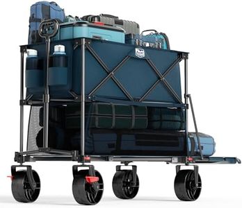 TIMBER RIDGE 400L Large Capacity Folding Double Decker Wagon with Brakes, 54" Extra Long Extender Wagon Cart, 450lbs Heavy Duty Collapsible Cart, All-Terrain Big Wheels for Camping, Sports, Shopping