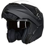 ILM Motorcycle Helmets for Adults Dual Visor Enlarged Air Vents Modular Full Face Cascos para Motos Men Women DOT Model DP998(Matte Black, Medium)