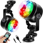 [Updated] Litake USB Party Lights LED Disco Ball Light with Sucker 6w, 7 Patterns Sound Activated with Remote Dj Disco Stage Strobe Lights for Halloween Party Car Dance Xmas Home Bar Birthday 2 Pack