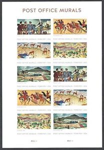 Post Office Murals Pane of 10 Forever Postage Stamps Scott 5376a