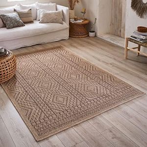 Nazar Alfombra Natural, Alfombra Natural Boheme, Alfombra de Yute, Alfombra de salón, Dormitorio, pasillos, Alfombra Exterior, Color Natural (80 x 150 cm, 8729 marrón)