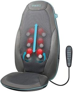HoMedics Gel Back Massager Massage Chair Pad Seat Cover, Relax Full Back Neck Shoulder Muscles, Deep Kneading Shiatsu Rolling Soothing Heat, Gel Node Natural Touch Treatment for Home + Office