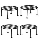 ORILEY Plant Round Stand Galvanised Metal Flower Pot Holder Gamla Support Corner Rack Outdoor Display Shelf for Home Garden Balcony Decoration - (Pack of 4, Black)