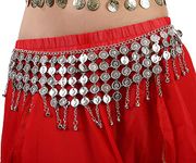 VRITRAZ Women's and Girl's Belly Dance Tower Shape Metal Hip Scarf Silver Coine (Color-Silver)