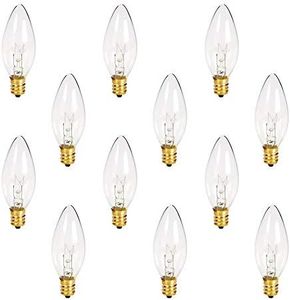 Holiday Joy - Crystal Clear Torpedo Tip Candelabra Replacement Bulbs - Great for Electric Window Candle Lamps - 7W - 120 Volts - E12 (12 Pack)