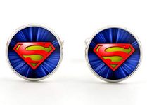 Superman Cufflinks Superhero Silver Jewelry Gift Ideas for Men