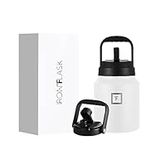 IRON °FLASK Sports Water Bottle - Gallon Series - 2 Lids (Straw and Spout), Leak Proof, Vacuum Insulated Stainless Steel, Double Walled, Thermo Mug, Metal Canteen Jug Growler - Winter White, 84 Oz