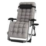 DQCHAIR Oversized Garden Reclining for Heavy Duty People, Patio Deck Chairs Portable Sun Lounger Zero Gravity Chair, Support 440lbs (Color : With gray mat)