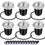 Led Landscape Lights Low Voltage 5W 12V 24V In-Ground Well Light 3000K Warm White Waterproof Outdoor Spotlights for Garden, Pathway, Driveway, Deck(6 Pack with Wire Connector)