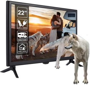 NK TV 12V-240V para Autocaravana y Hogar de 22" HD (56cm) - Mando a Distancia y Adaptador Mechero, Televisión 16:9, Multiconexión USB HDMI VGA AV, Antena TV (Resolución 1.680x1.050)