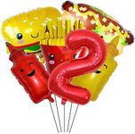 6PCS BBQ Party Balloons Pig Shaped Foil Balloons Ketchup Bottle Balloon Mustard Beer Mug With Numer 2 Mylar Balloon for Baby Shower Wedding Summer Decorations