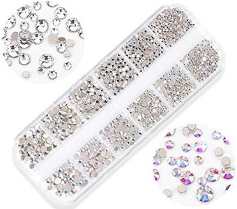 Nail Art Deluxe Flatback Rhinestones with Box Clear AB Aurora, Beauties Factory Nail Art Gems Crystals Decals