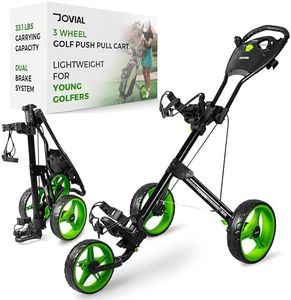 JOVIAL Junior Golf CART, 3 Wheels, Collapsible, Deluxe SCORECARD Holder, Easy FOLD, Lightweight, Quick Braking, Ergonomic Handle, Patented Bag Holder, AL Frame, Compact Size, Load Capacity 33.1 LBS