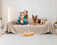 Cat Scratch Furniture Protector - Anti-Slip, Waterproof Sofa Cover to Keep Cats Off, Pet-Friendly Couch Protectors for 3 Cushion Couch, Anti-Scratch Couch Cover for Pets and Kids 380X180 CM Almond