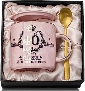 Regalo 40 Anni Donna, Regalo Donna 40 Anni, Tazza da Caffè Fabulous 40 in Edizione Limitata con Motivi Dorati, Adatta al Microonde e Alla Lavastoviglie, Splendida Confezione Regalo