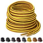 Yusimu Yellow Brown Round Strong Boot Laces,Heavy Duty Shoelaces for Work Boots,Trainers,Walking,and Hiking Shoes,Durable 4.5 mm Thick Replacement Strings 48" (120cm)-1 Pair