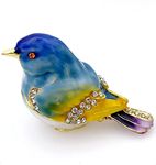 JWT Astyle Blue Mountain Bird Hinged Trinket Box with Crystal Stones .Animal Jewelry Box.Necklace Rings Earrings Storage.Bird Figurines Home Decor ,Collectible Trinket Boxes Gift .