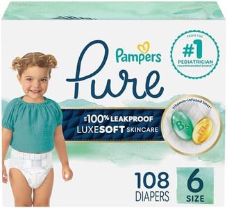 Pampers Diapers Size 6, 108Count - Pure Disposable Baby Diapers, Hypoallergenic & Unscented Protection, One Month Supply