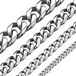 Cadoline 316L Stainless Steel Men's Jewellery 3mm Curb Silver Chain 16 Inch Necklace