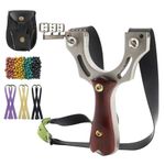 Powerful Slingshot for Hunting Professional Slingshot for Adult with 6Pcs Rubber Bands, 50 Ammo Balls,1 Ammo Pouch High Velocity Catapult Slingshot for Outdoor Sports