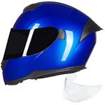 ILM Full Face Motorcycle Helmet for Motocross Street Bike DOT Certified 2 Visors Model-317(Blue, L)