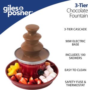 Giles & Posner 3-Tier Chocolate Fountain – Stainless Steel Dessert Maker