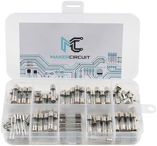 MakerCircuit 100Pcs Fast-Blow Glass Car Fuse Kit 5x20mm 0.5A-20A 250V Automotive Tube Fuses with Plastic Case