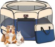 Aivituvin Dog Playpen 36" Portable Foldable Exercise Pen Compatible Small & Large Puppy,Cat,Kitten,Rabbit,-Oxford Cage & Kennel Suit Compatible Indoor/Outdoor Use (M, Blue)