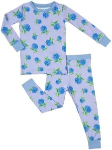 LollyBanks Toddler Pajamas for Girls, Long Sleeve Two-Piece Pajama Set, Lightweight 95% Viscose and 5% Spandex, Breathable Toddler Sleepers, Stretchy Baby Pajamas 18-24 Months (Hydrangea Print)