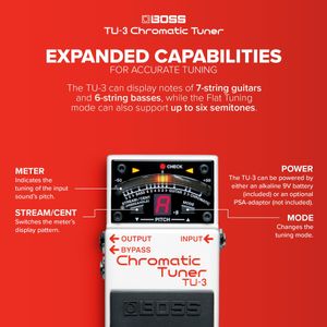 BOSS TU-3 Chromatic Guitar Tuner Pedal – Compact Stompbox