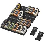Lifewit Spice Drawer Organiser, 24PCS Interlocking Expandable Spice Rack Tray Inserts with Non-Slip Mats for Kitchen Drawers, Adjustable Storage for Spice and Seasoning Jars, Black