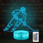 FULLOSUN Ice Hockey 3D Lamp, Bedside Illusion Optical Night Light LED 16 Colors Changing Remote Control Sport Fan, Personalized Bedroom Decor Best Birthday Gift for Kid Child Boy