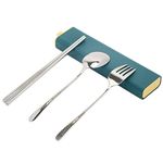 Exzact Cutlery Set in a Case - Chopsticks Spoon Fork 18/10 Stainless Steel Portable Travel Camping Lunchbox - Korean Japanese Bento -Dishwasher Safe