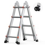 VEVOR Telescoping Ladder A Frame, 13 FT Compact Aluminum Extension Ladder, Multi-Function Portable Collapsible RV Ladder, Telescopic Ladder for Homework Stairs Indoor Outdoor Roof, 330lb Load