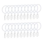 uxcell 40pcs 1.5-Inch Inner Diameter Metal Curtain Hook Rings White Drapery Eyelet Sliding Curtain Rings with Pin-on Drapery Hook Curtain Hooks