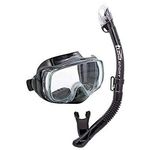 TUSA Imprex 3-D Snorkel Set - Diving Mask Dry Snorkel Silicone (Black + Bag)