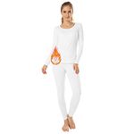 MANCYFIT Thermal Underwear for Women Long Johns Set Fleece Lined Ultra Soft Scoop Neck White Small