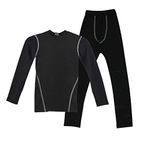 Boys Hockey Base Layer Moisture Wicking Quick Dry Underwear Crew Neck Thermal Shirt Leggings 2 Pcs