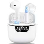 Wireless Earbuds,Wireless Headphones Bluetooth 5.3 with 4 Mic ENC Call Noise Cancelling 42H Playtime LED Display Wireless Earphones HiFi Stereo Touch Control Earbuds for Samsung/IOS/Android White
