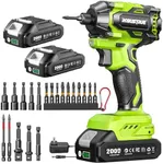 Robustrue Impact Driver: 21V 1/4" Hex Cordless Impact Driver, 230N.m (2,035in-lbs) Brushless Impact Driver Drill Set, 20Psc Screwdriver Bits, 2.0 Ah Battery, Variable Speed for DIY and Automotive
