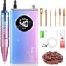 Electric Nail Drill File Professional 40000 RPM, Melodly Rechargeable Electric Nail File Machine Kit for Acrylic Gel Nails Polishing Removing, Portable Cordless Efile with Gold Bits Kit at Salon Home