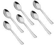 Parage 6 Pieces Stainless Steel Spoons Set, Dinner Spoon Length 16cm, Food Grade Silverware for Home & Kitchen- Mirror Polished, 6 Silver Spoons