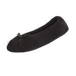 isotoner Women's Terry Ballerina Slipper Clog, Black, 8-9